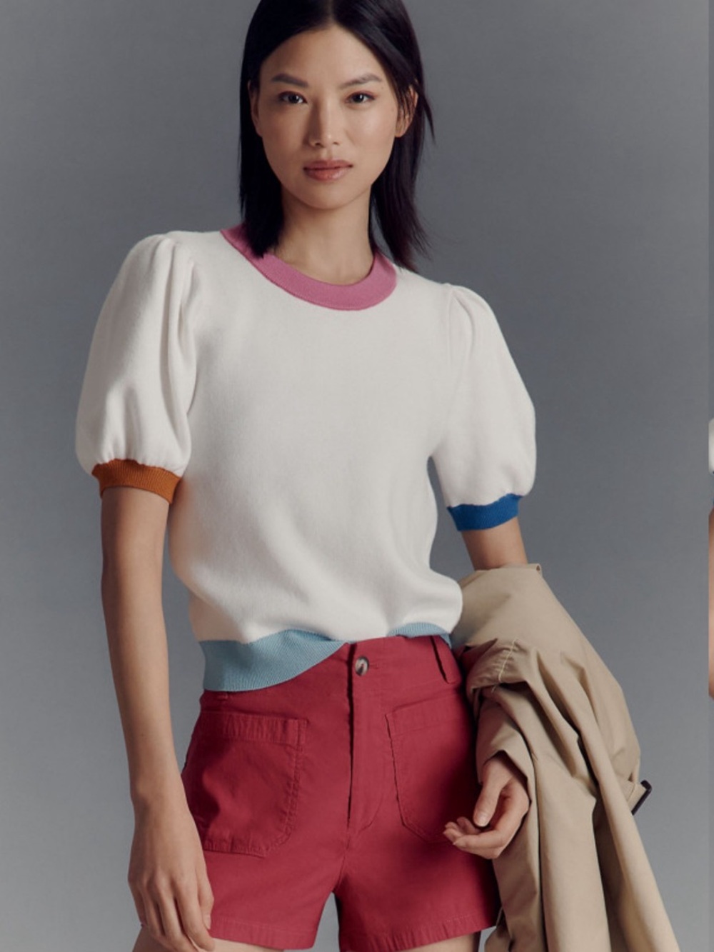 Maeve Maxine Puff-Sleeve Sweater Tee